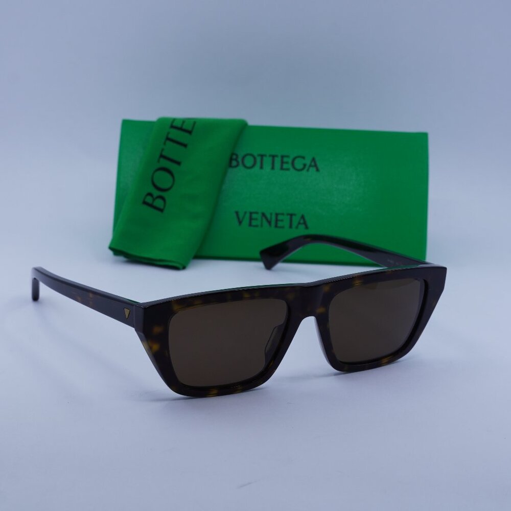 Bottega Veneta BV1291S 002 Rectangle Sunglasses - Havana/Brown